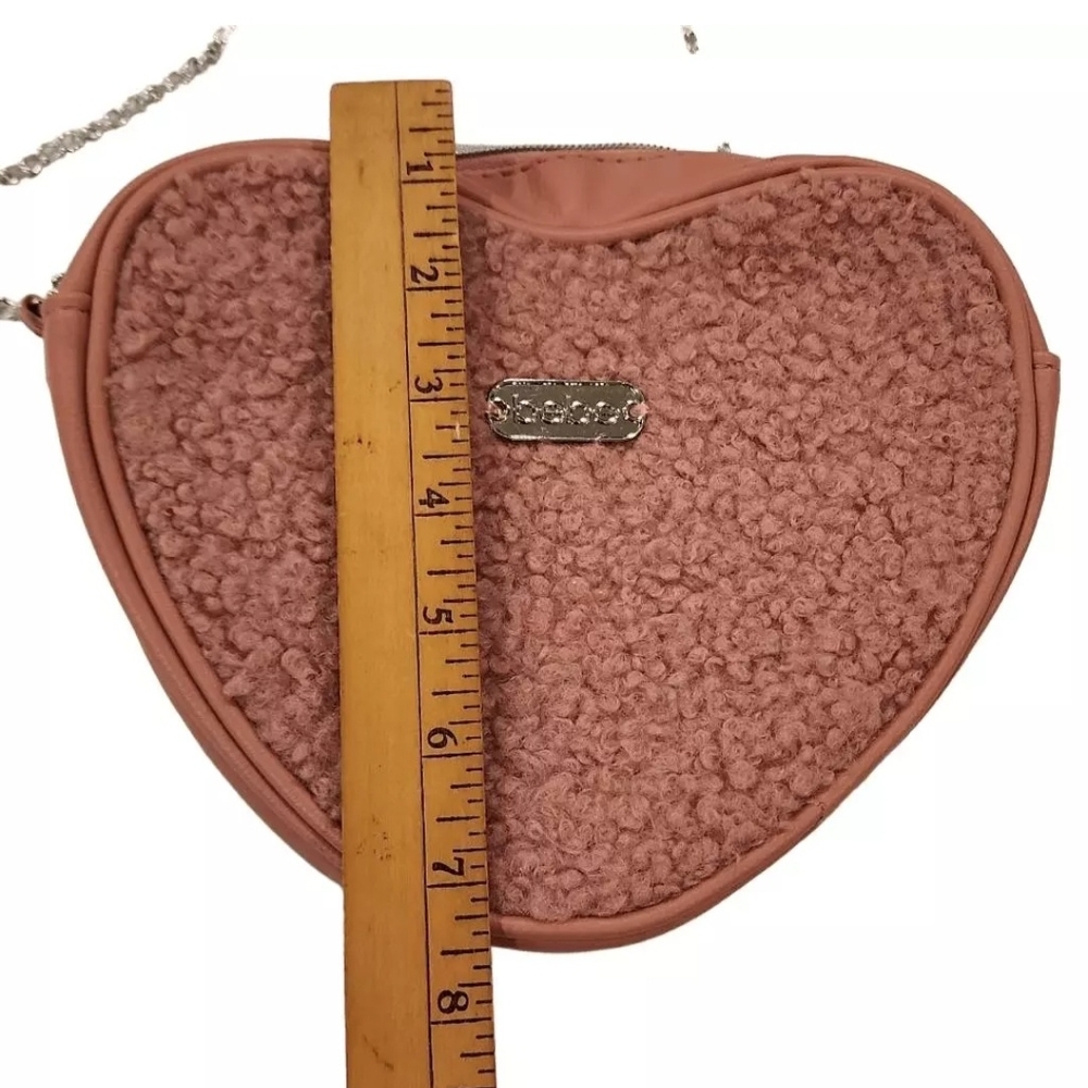 Bebe Pink Heart Crossbody Bag with Plush Texture - Picture 8 of 13